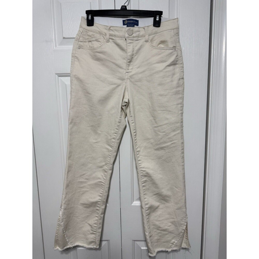 Democracy Jeans Pants Womens 8 Ab Solution Cream Split Raw Hem Straight Leg